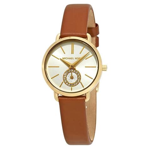 Women's Petite Portia Brown Leather Strap Watch 